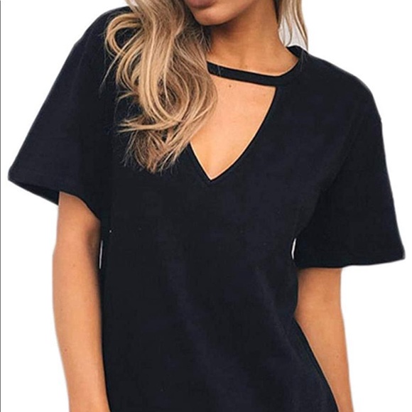 Zanzea Dresses & Skirts - Black v neck cut out dress